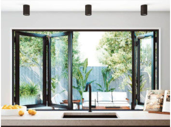 Tempered Glass Aluminum Folding Windows , Horizontal Bifold Windows