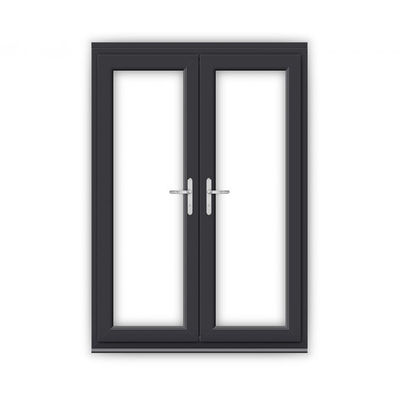 Two Track Steel Casement Doors , Windproof Black Aluminium Internal Glass Doors