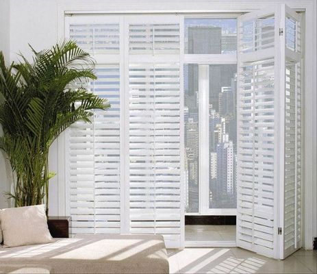 White Color Surface Glass Louver Doors , Aluminium Frame French Doors ISO14001