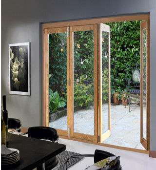 Anodized Aluminium Double Glazed French Doors Foldable Sliding Fluorocarbon