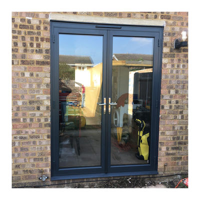 Two Track Steel Casement Doors , Windproof Black Aluminium Internal Glass Doors